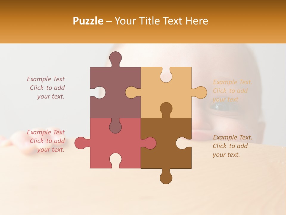 A Baby Is Peeking Over A Wooden Table PowerPoint Template