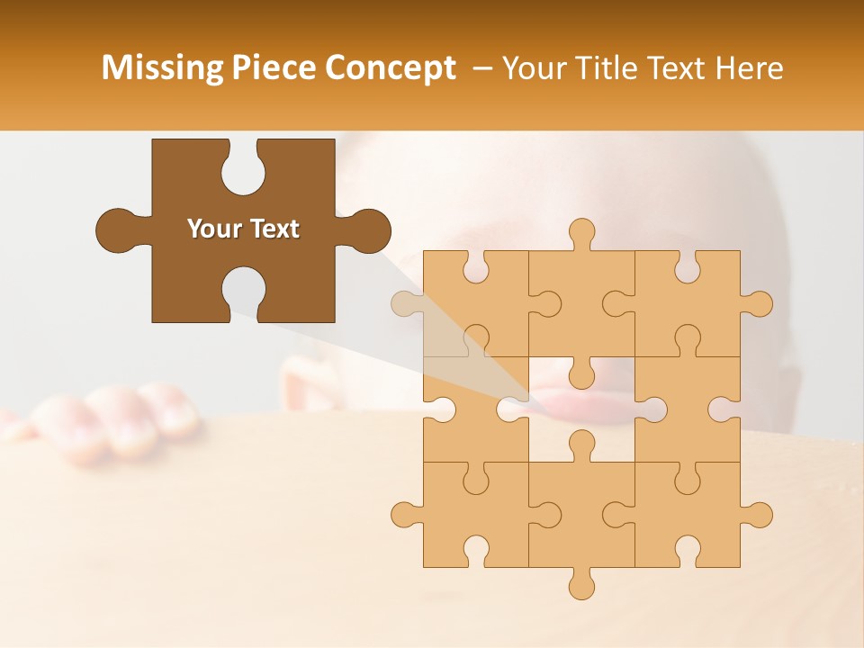 A Baby Is Peeking Over A Wooden Table PowerPoint Template