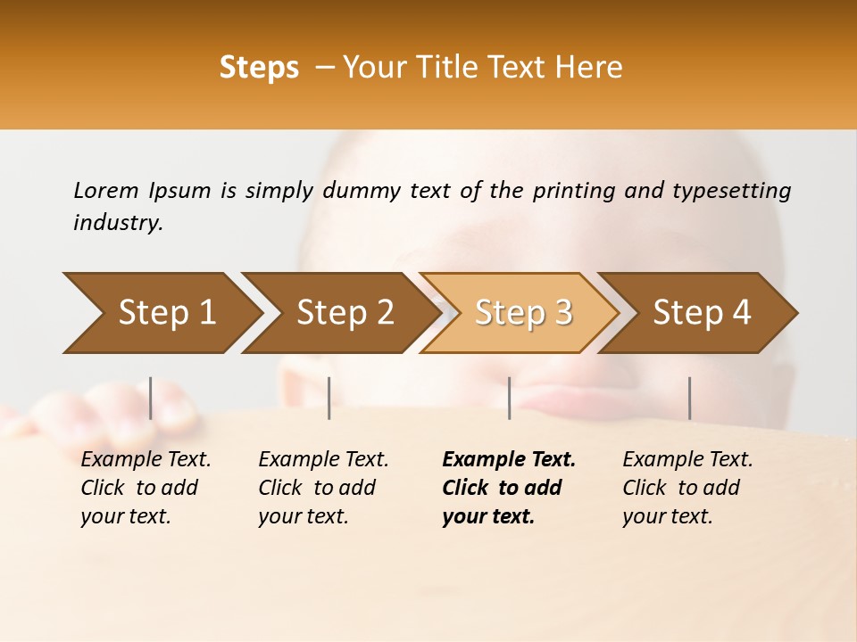 A Baby Is Peeking Over A Wooden Table PowerPoint Template
