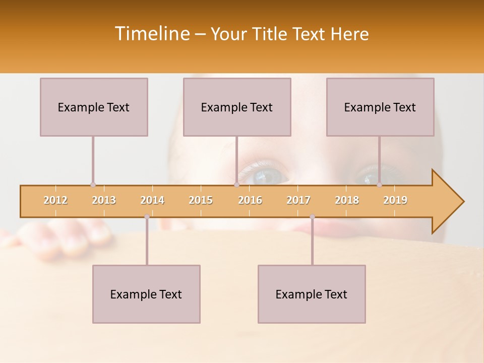 A Baby Is Peeking Over A Wooden Table PowerPoint Template