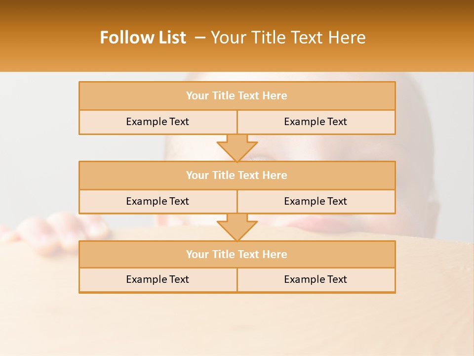A Baby Is Peeking Over A Wooden Table PowerPoint Template