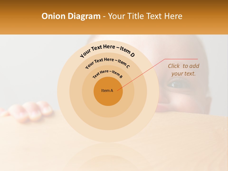 A Baby Is Peeking Over A Wooden Table PowerPoint Template