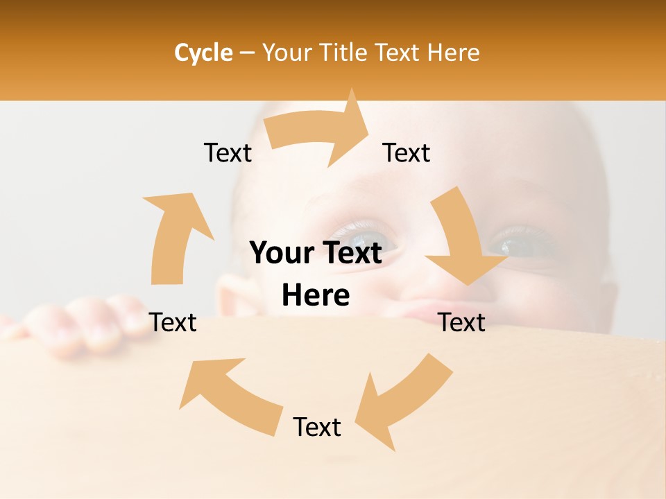 A Baby Is Peeking Over A Wooden Table PowerPoint Template