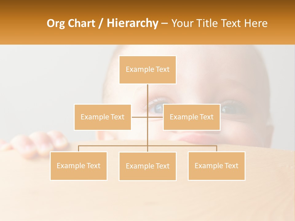 A Baby Is Peeking Over A Wooden Table PowerPoint Template