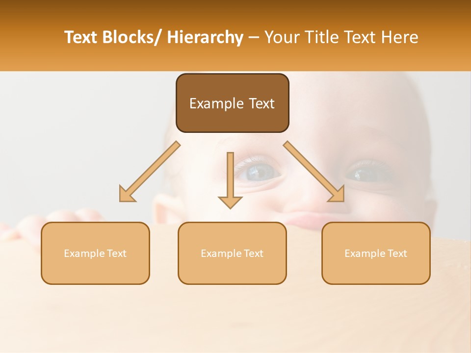 A Baby Is Peeking Over A Wooden Table PowerPoint Template