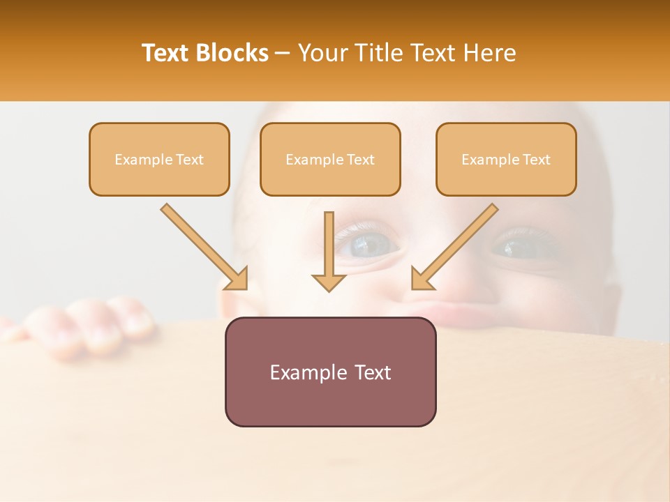 A Baby Is Peeking Over A Wooden Table PowerPoint Template