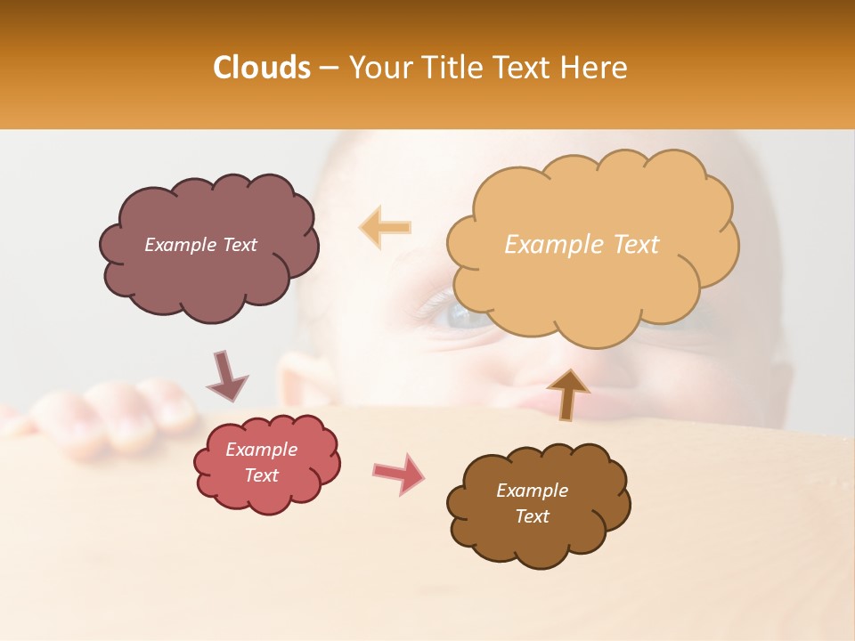 A Baby Is Peeking Over A Wooden Table PowerPoint Template