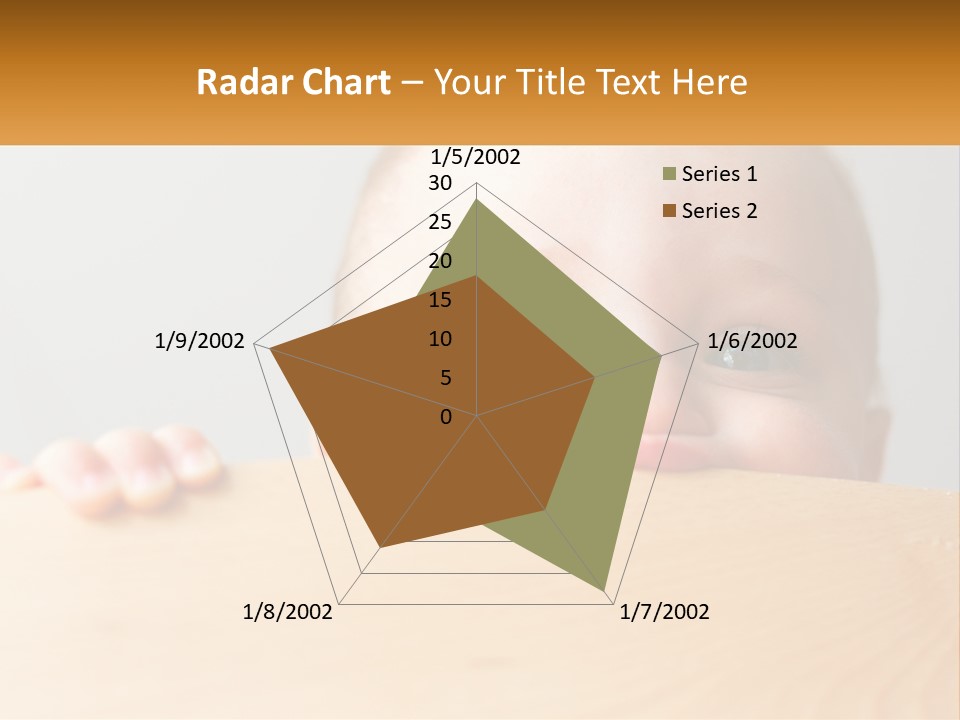 A Baby Is Peeking Over A Wooden Table PowerPoint Template