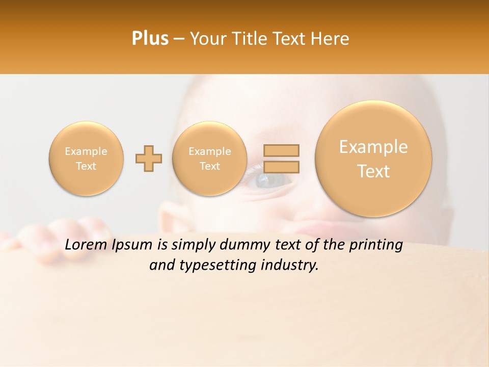 A Baby Is Peeking Over A Wooden Table PowerPoint Template