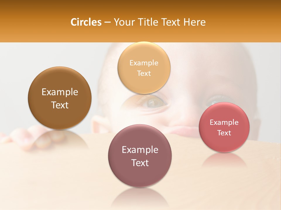 A Baby Is Peeking Over A Wooden Table PowerPoint Template