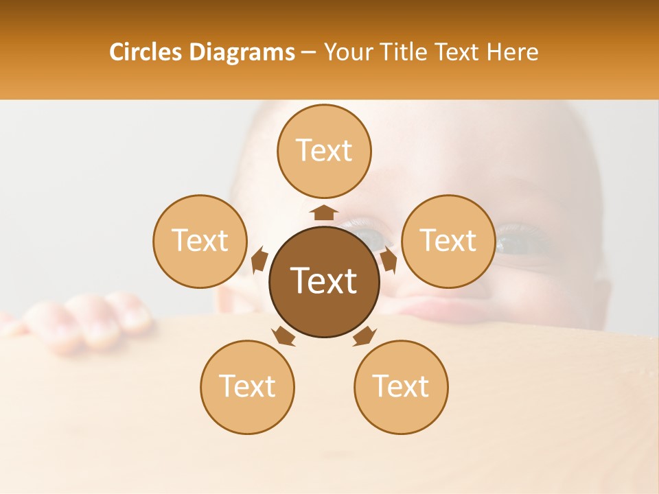 A Baby Is Peeking Over A Wooden Table PowerPoint Template