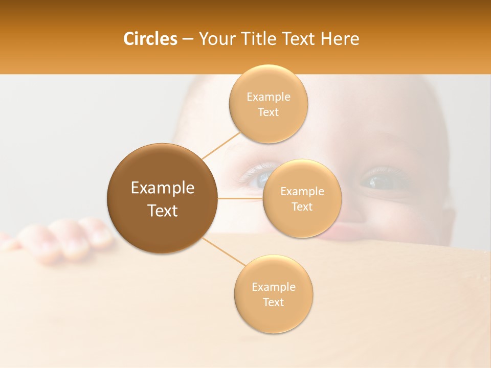 A Baby Is Peeking Over A Wooden Table PowerPoint Template