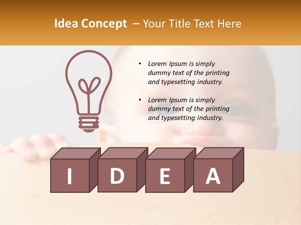 A Baby Is Peeking Over A Wooden Table PowerPoint Template