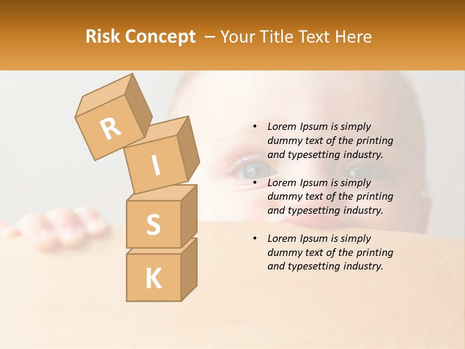 A Baby Is Peeking Over A Wooden Table PowerPoint Template