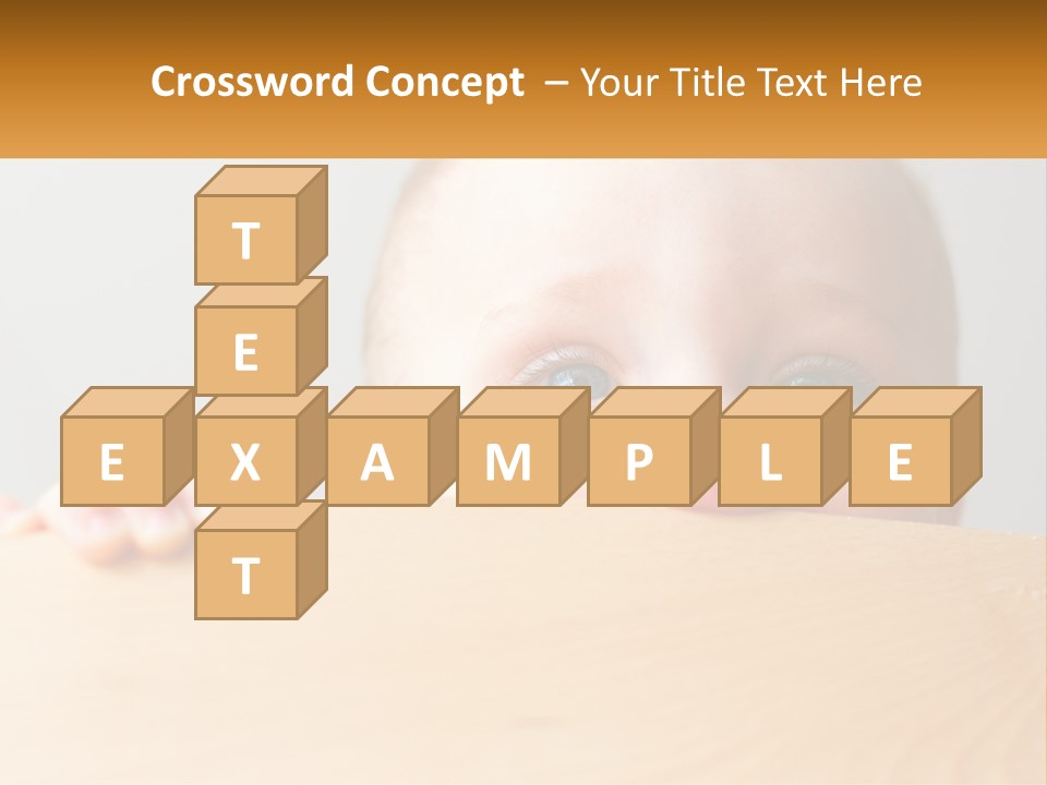 A Baby Is Peeking Over A Wooden Table PowerPoint Template