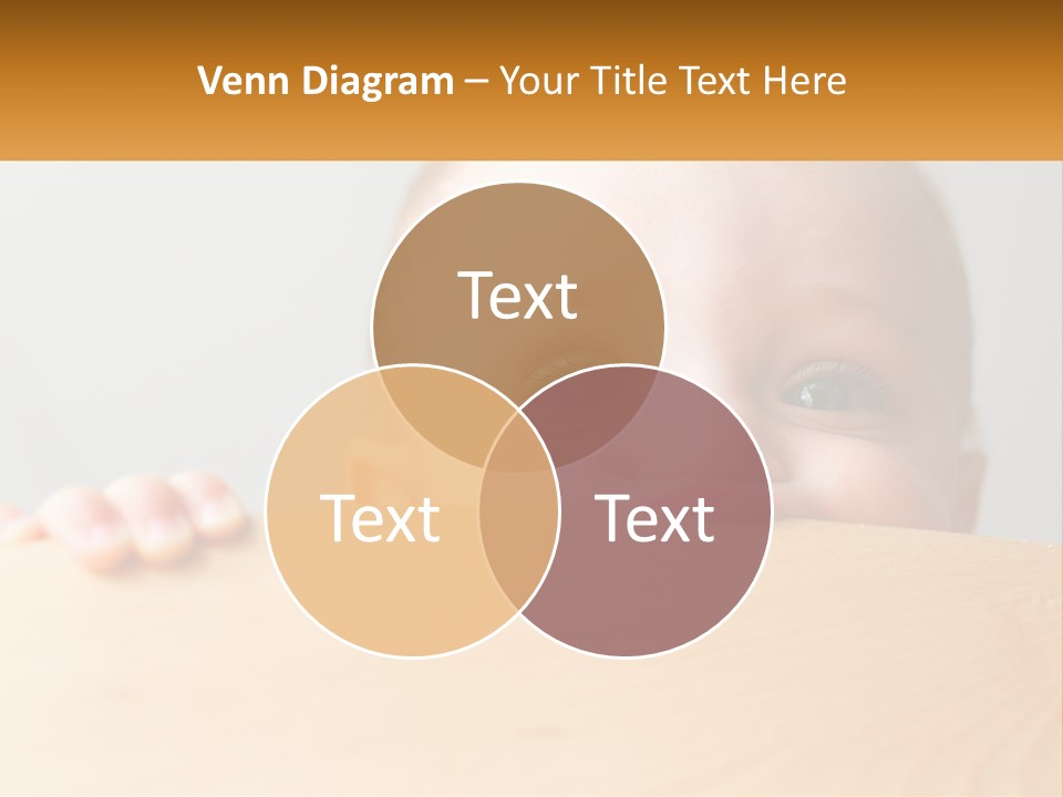 A Baby Is Peeking Over A Wooden Table PowerPoint Template