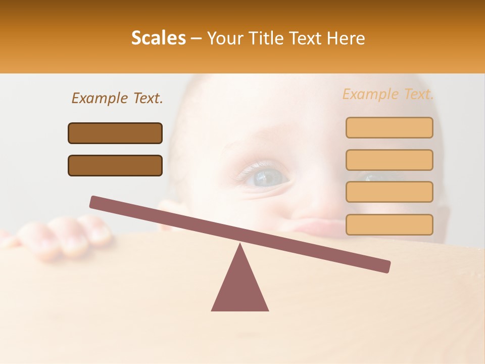 A Baby Is Peeking Over A Wooden Table PowerPoint Template