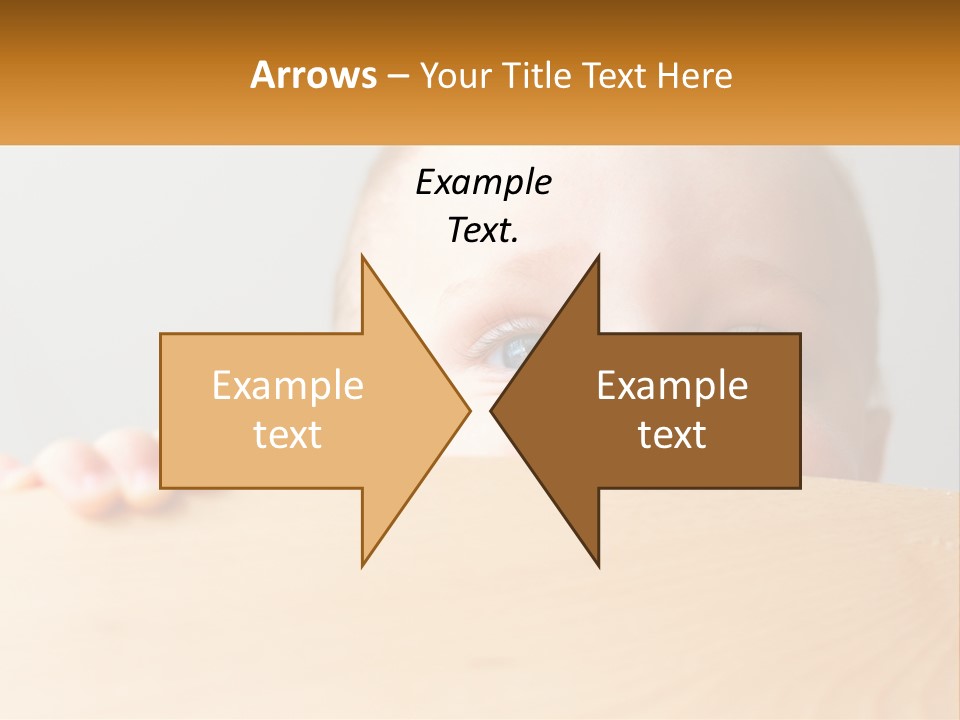 A Baby Is Peeking Over A Wooden Table PowerPoint Template