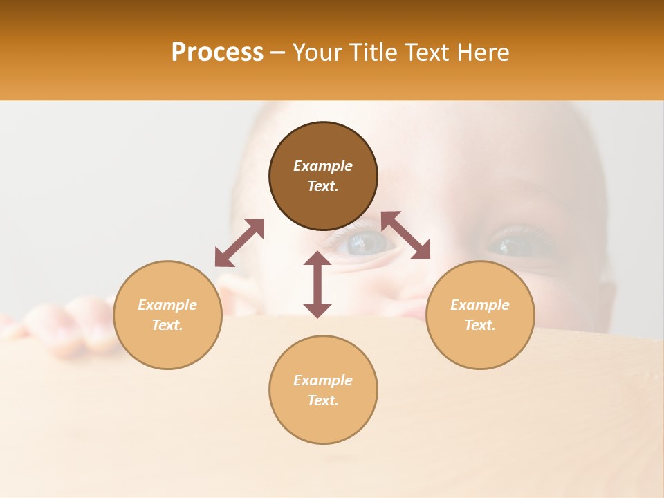 A Baby Is Peeking Over A Wooden Table PowerPoint Template