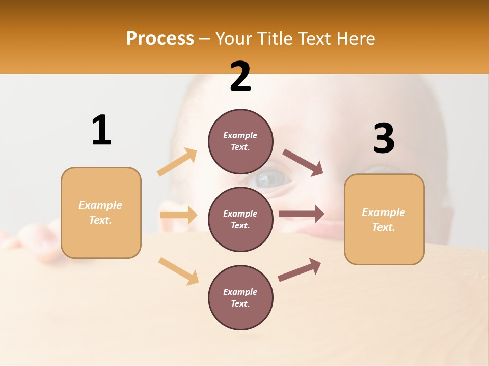 A Baby Is Peeking Over A Wooden Table PowerPoint Template