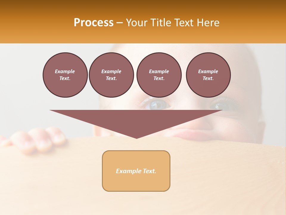 A Baby Is Peeking Over A Wooden Table PowerPoint Template