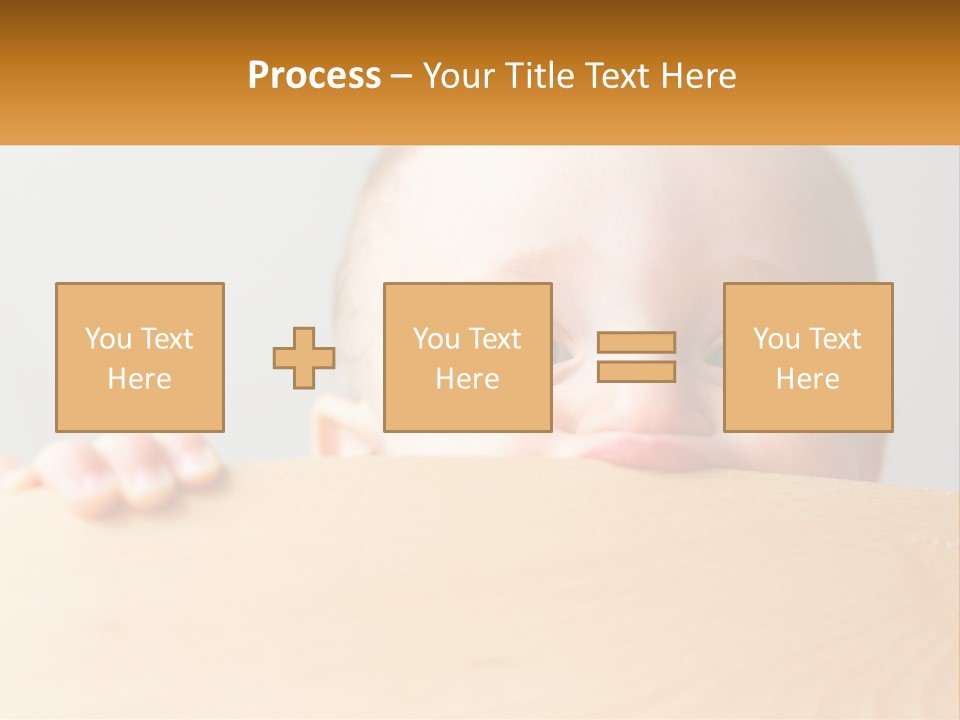 A Baby Is Peeking Over A Wooden Table PowerPoint Template