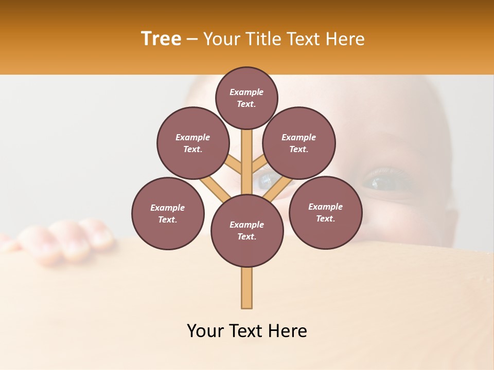 A Baby Is Peeking Over A Wooden Table PowerPoint Template