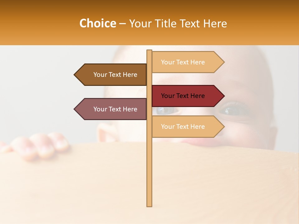 A Baby Is Peeking Over A Wooden Table PowerPoint Template