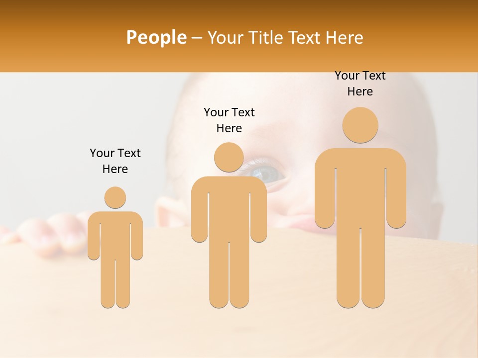 A Baby Is Peeking Over A Wooden Table PowerPoint Template