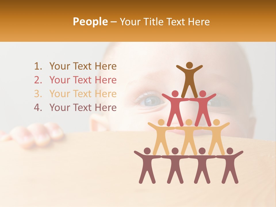 A Baby Is Peeking Over A Wooden Table PowerPoint Template