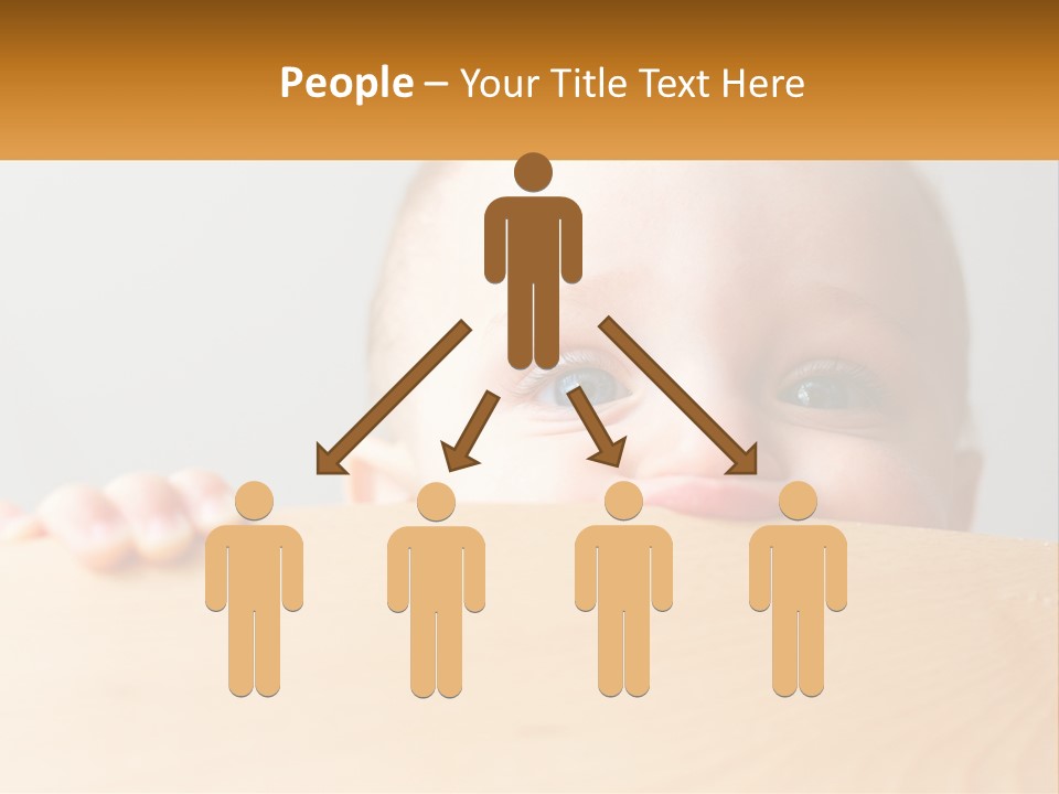 A Baby Is Peeking Over A Wooden Table PowerPoint Template