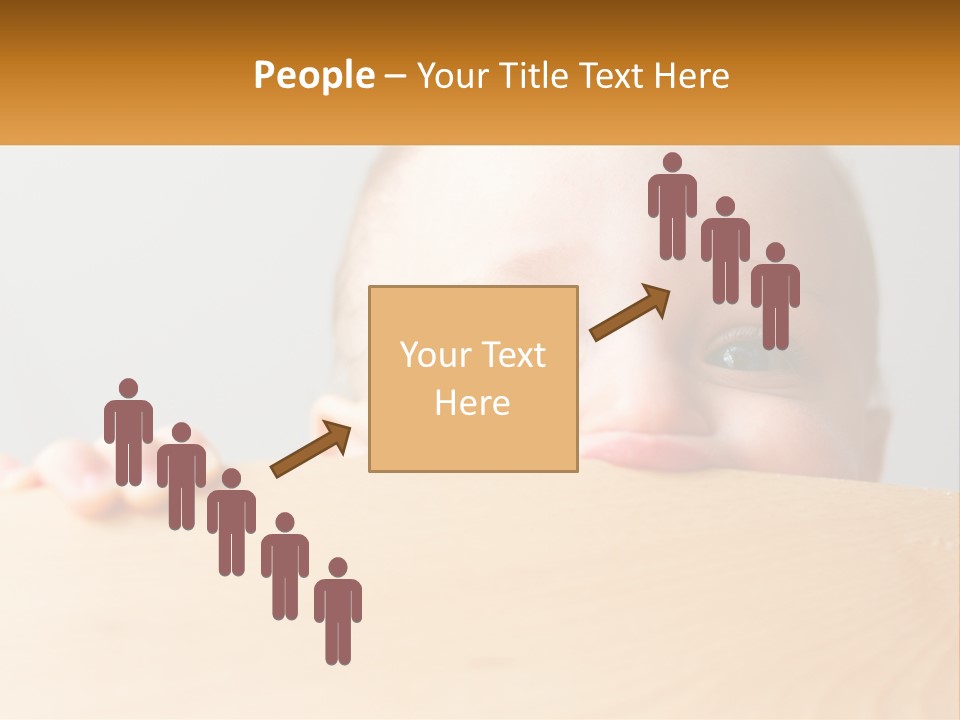 A Baby Is Peeking Over A Wooden Table PowerPoint Template