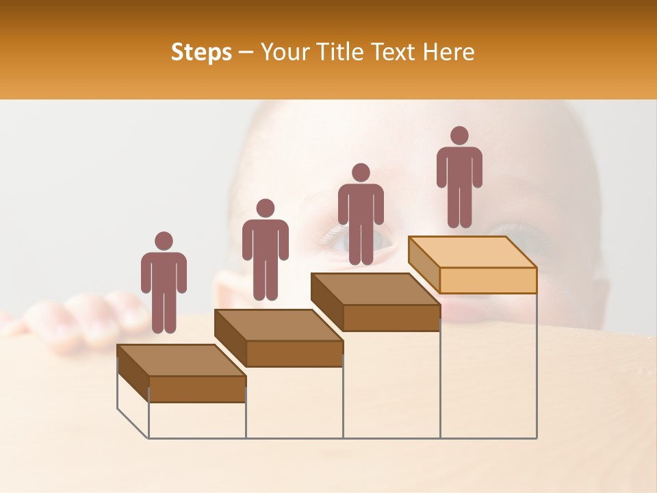 A Baby Is Peeking Over A Wooden Table PowerPoint Template