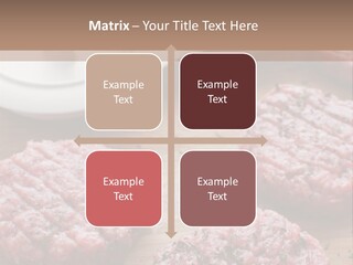 Hamburger Patties On A Cutting Board With A Knife PowerPoint Template