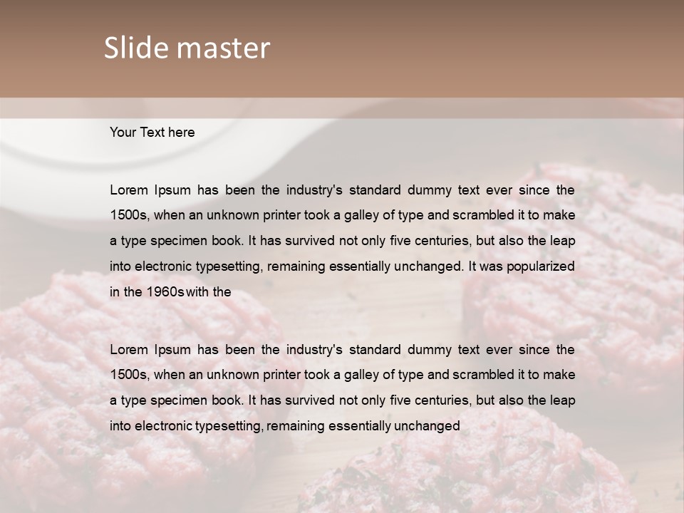 Hamburger Patties On A Cutting Board With A Knife PowerPoint Template