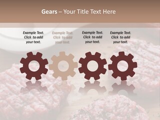 Hamburger Patties On A Cutting Board With A Knife PowerPoint Template