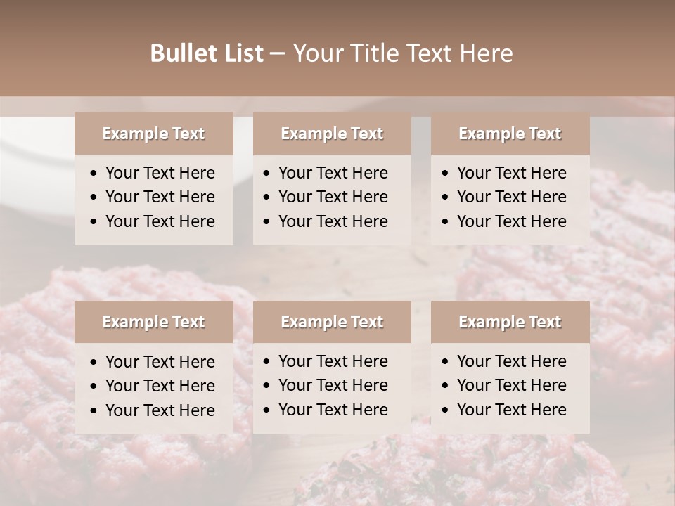 Hamburger Patties On A Cutting Board With A Knife PowerPoint Template