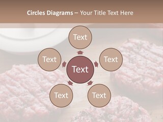 Hamburger Patties On A Cutting Board With A Knife PowerPoint Template