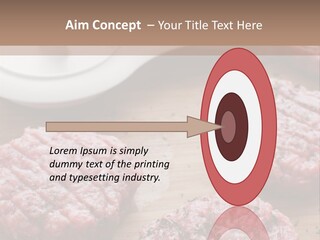 Hamburger Patties On A Cutting Board With A Knife PowerPoint Template