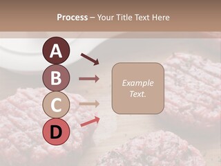 Hamburger Patties On A Cutting Board With A Knife PowerPoint Template