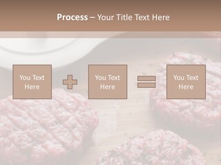 Hamburger Patties On A Cutting Board With A Knife PowerPoint Template