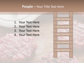 Hamburger Patties On A Cutting Board With A Knife PowerPoint Template