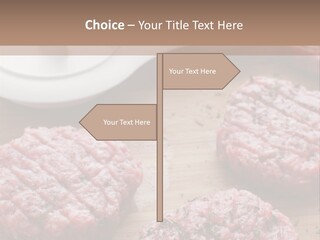 Hamburger Patties On A Cutting Board With A Knife PowerPoint Template