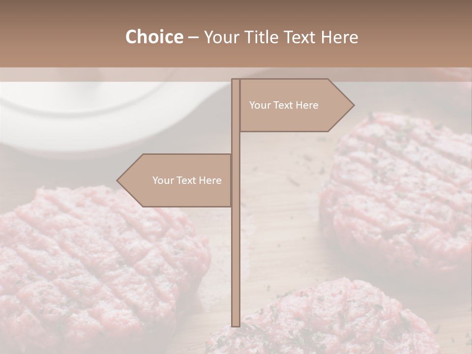 Hamburger Patties On A Cutting Board With A Knife PowerPoint Template