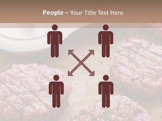 Hamburger Patties On A Cutting Board With A Knife PowerPoint Template