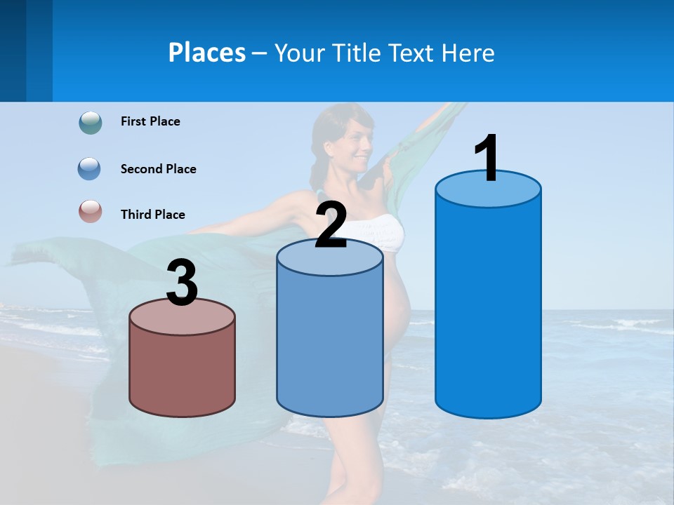 A Pregnant Woman In A Bikini Standing On The Beach PowerPoint Template