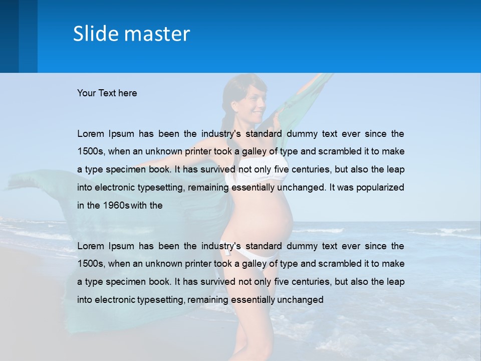 A Pregnant Woman In A Bikini Standing On The Beach PowerPoint Template