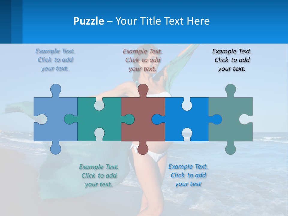 A Pregnant Woman In A Bikini Standing On The Beach PowerPoint Template