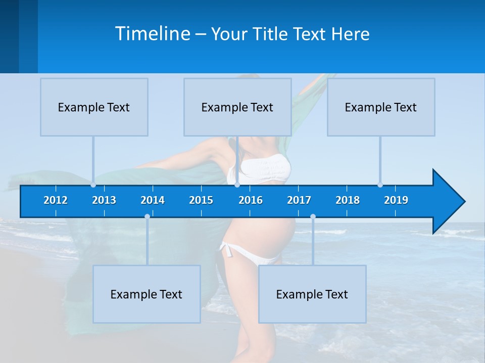 A Pregnant Woman In A Bikini Standing On The Beach PowerPoint Template