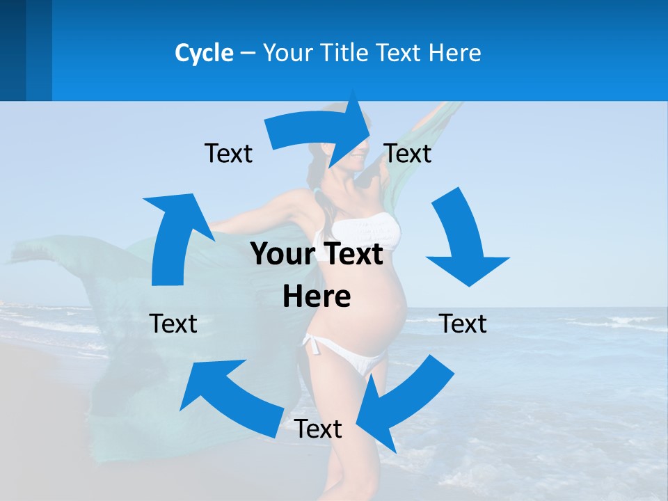 A Pregnant Woman In A Bikini Standing On The Beach PowerPoint Template